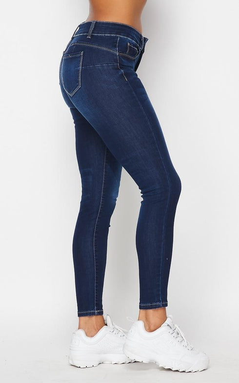 Basic Stretchy Denim Skinny Jeans - Dark Denim - SohoGirl.com